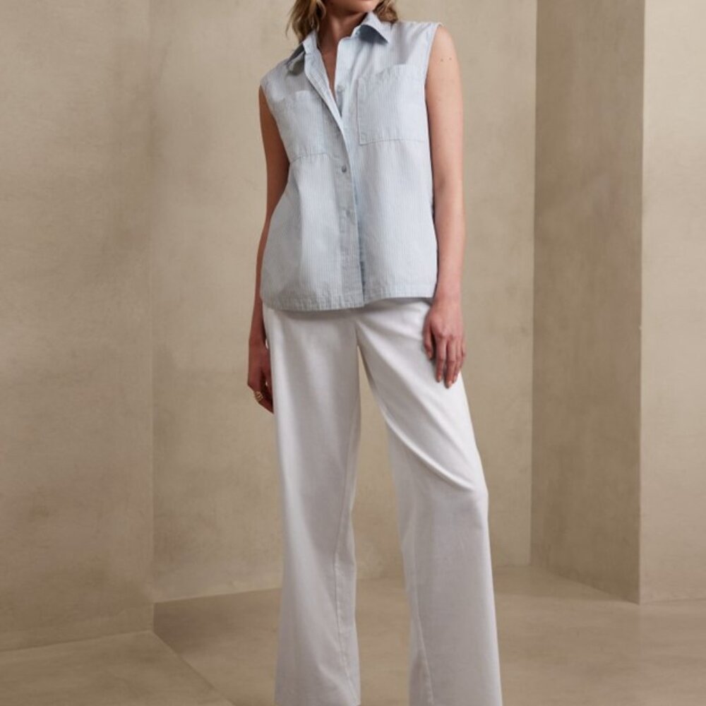 NWT - Banana Republic Sleeveless Long Button-Down Shirt